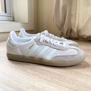 Adidas Samba OG Sneaker Shoes in Cloud White Ice Mint Grey Gum Suede 2018